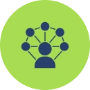Social connections graphic on green circle