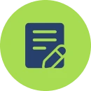 Writing icon on green circle